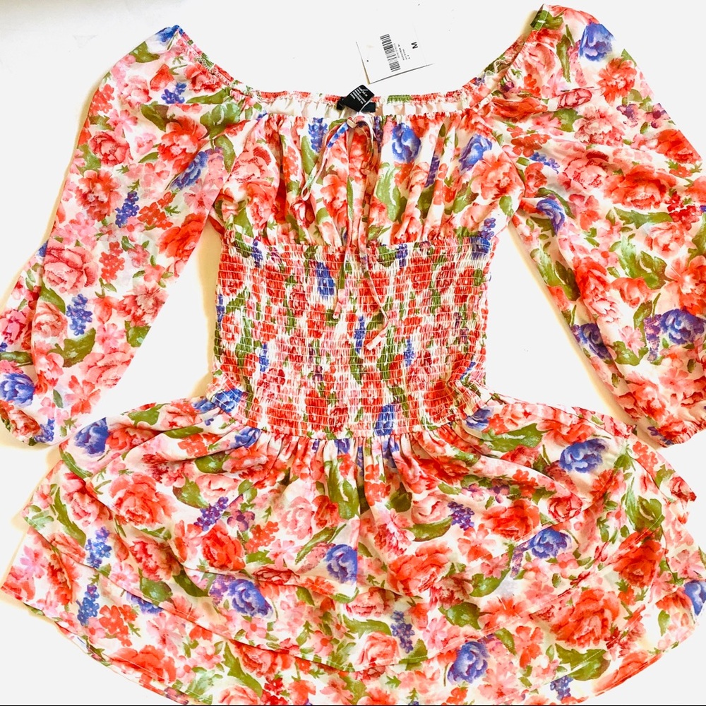 NWT cottageCore smocked mini dress